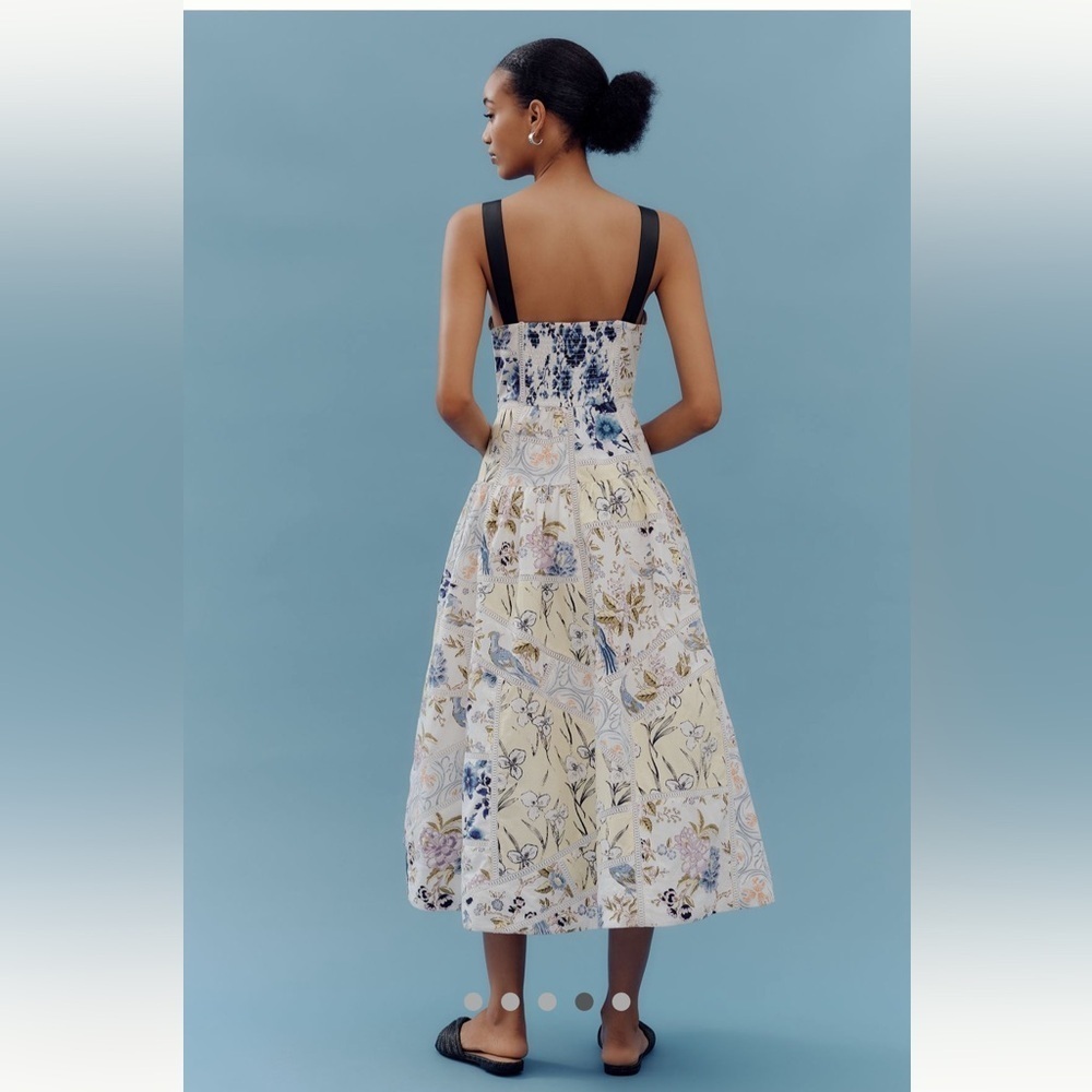 🎉SUPER RARE🎉 Anthropologie NWT Maeve 3D Cotton Square-Neck Tile Printed Dress S - Picture 5 of 13